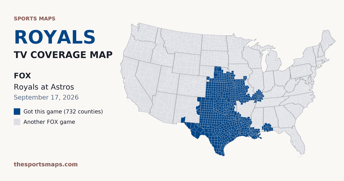 Royals at Astros TV coverage map (FOX, September 17, 2026)
