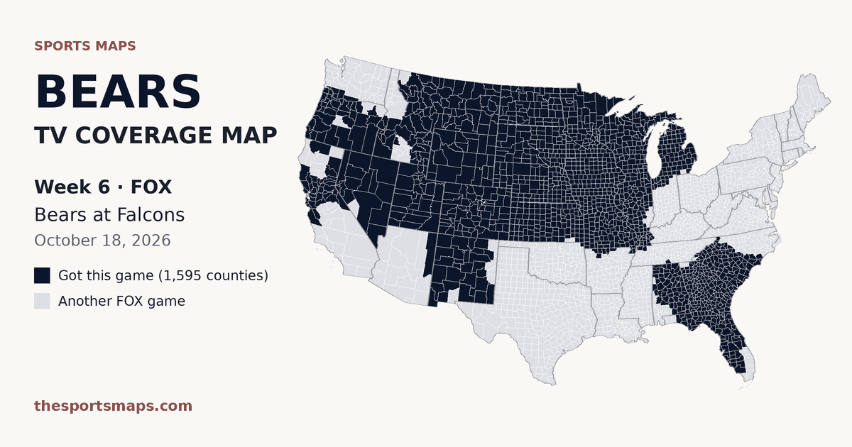 Bears at Falcons Week 6 TV coverage map (FOX, October 18, 2026)