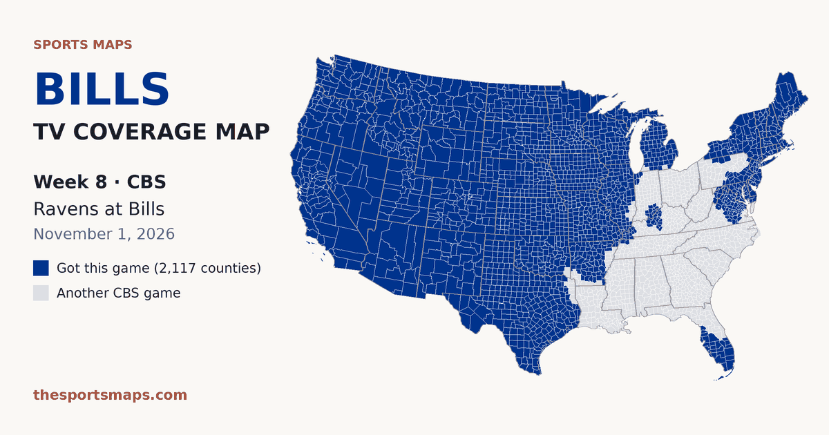 Bills vs Ravens Week 8 TV coverage map (CBS, November 1, 2026)