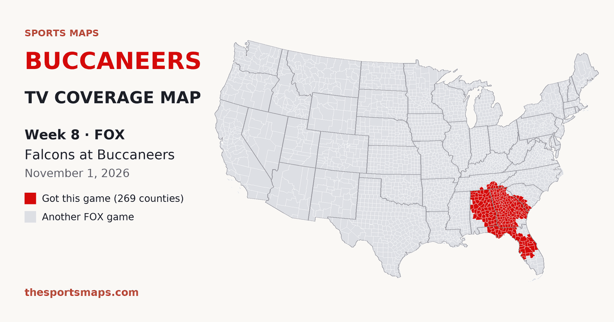 Buccaneers vs Falcons Week 8 TV coverage map (FOX, November 1, 2026)