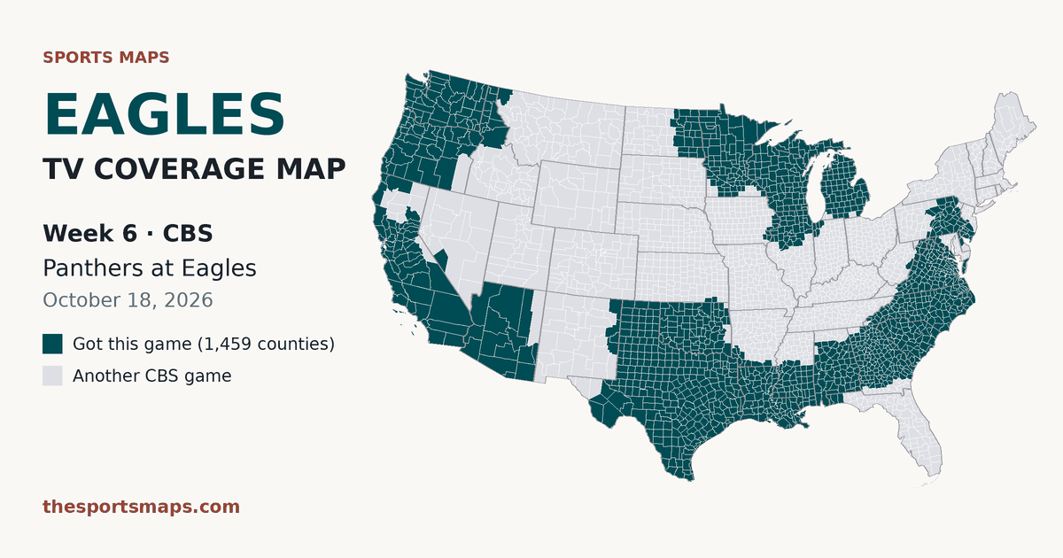 Eagles vs Panthers Week 6 TV coverage map (CBS, October 18, 2026)