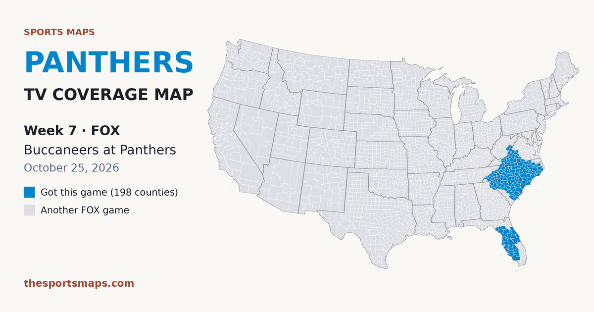 Panthers vs Buccaneers Week 7 TV coverage map (FOX, October 25, 2026)