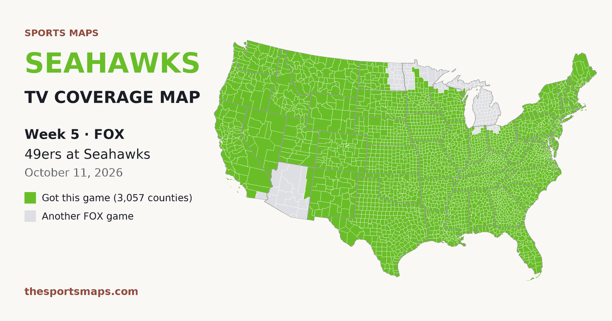 Seahawks vs 49ers Week 5 TV coverage map (FOX, October 11, 2026)